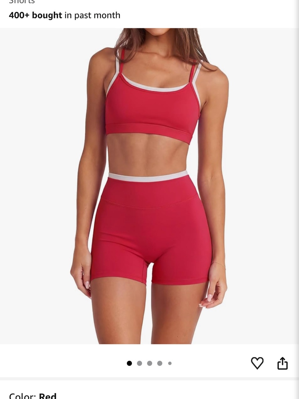 Women’s Red Sports Bralette & High-Waist Shorts Set
